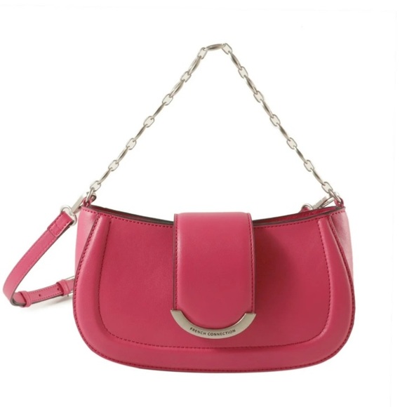 French Connection Maud Smooth Baguette Shoulder Bag & Crossbody Raspberry Sorbet - Picture 1 of 10